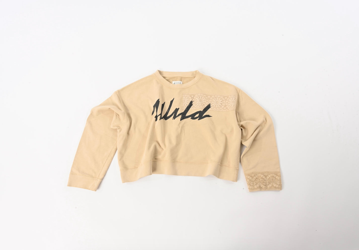 Maison Margiela S/S 19 Lace/“Wild“ Beige Cropped Sweater